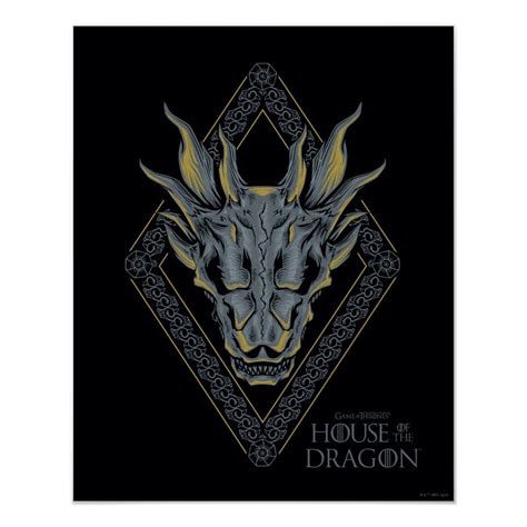 HOUSE OF THE DRAGON | Balerion Skull Diamond Crest Poster | Zazzle ...