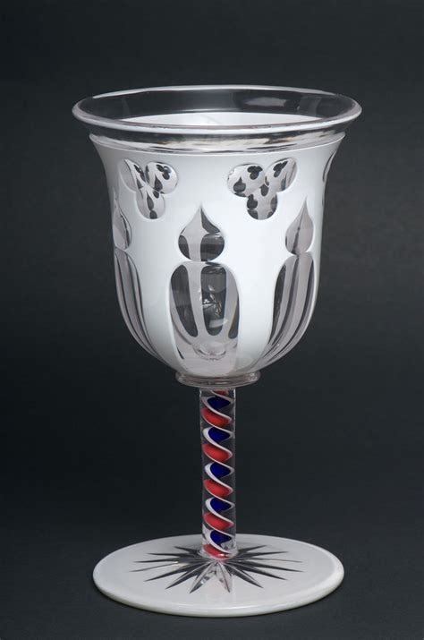 Clear glass goblet cast in white cut in gothic design with… | Flickr