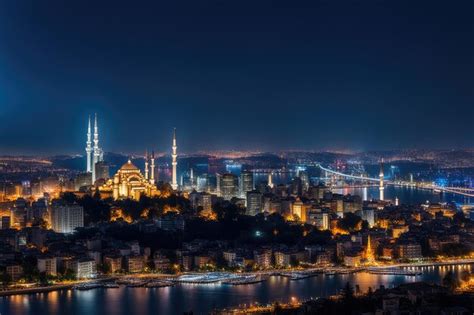 Premium AI Image | istanbul night view skyscrapers hotels and modern ...