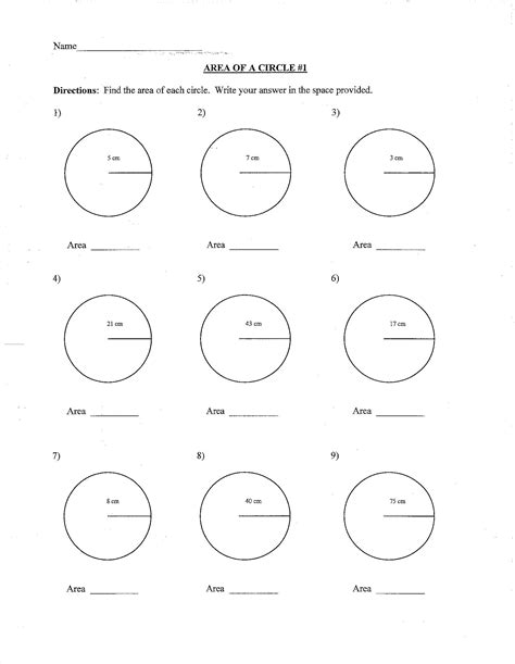 9 Area Circumference Circle Worksheet / worksheeto.com