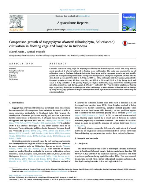 (PDF) Comparison growth of Kappaphycus alvarezii (Rhodophyta ...