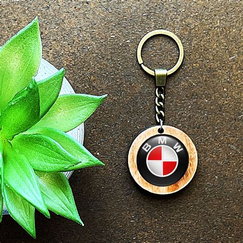 BMW Handmade Keychain from Wood Classic Red Logo | Keychains | Accessories | X-Sticker