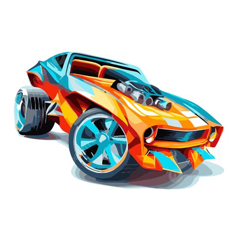 Hot Wheels Car Vector, Sticker Clipart Colorful Hot Rod Car With A Colorful Logo Cartoon ...