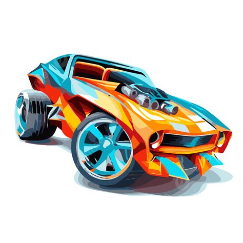 Hot Wheels Car Vector, Sticker Clipart Colorful Hot Rod Car With A ...