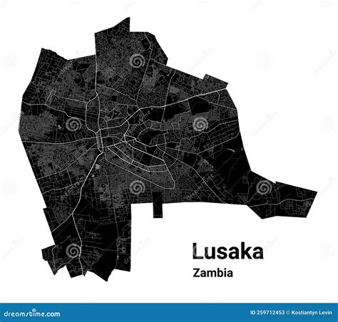 Lusaka Map. Detailed Map Of Lusaka City Administrative Area. Cityscape Panorama Illustration ...