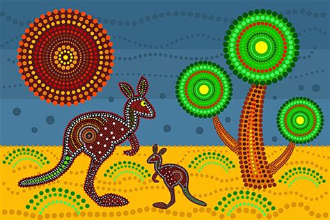 Australian Aboriginal Cultural Art In Decorative Ethnic Style A ...