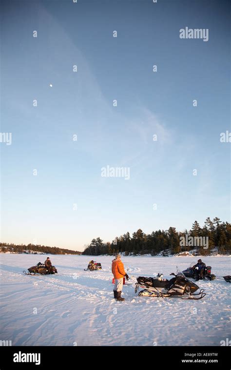 Ice fishing French River Ontario Canada Stock Photo - Alamy