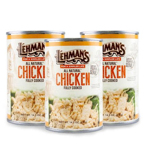 Lehman's All Natural USA Made Ready to Eat Canned Chicken Meat, 14.5 oz ...