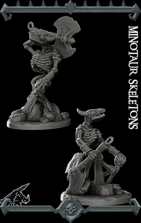 MINOTAUR SKELETONS Miniature Many Size Options dungeons - Etsy