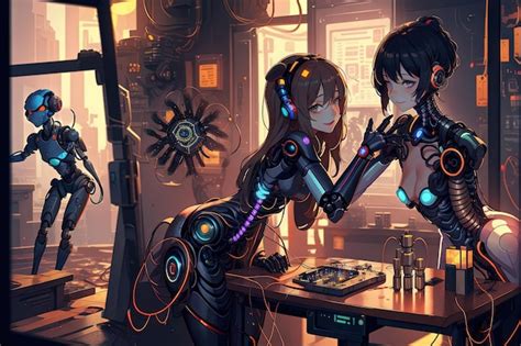 Premium AI Image | Robotic companion girl manga anime style ...