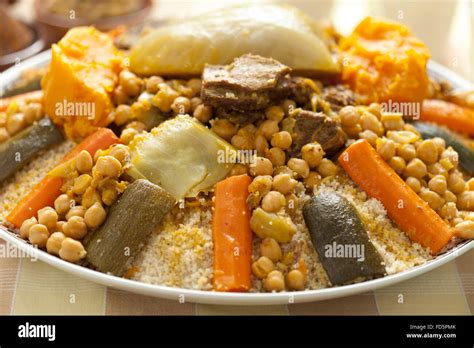 Moroccan couscous dish close up Stock Photo - Alamy