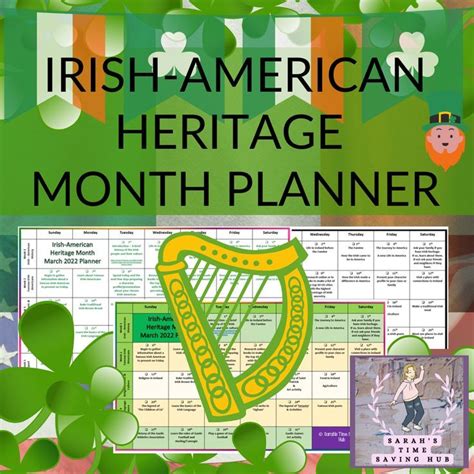 Irish-American Heritage Month Calendar Planner March 2022 in 2022 ...