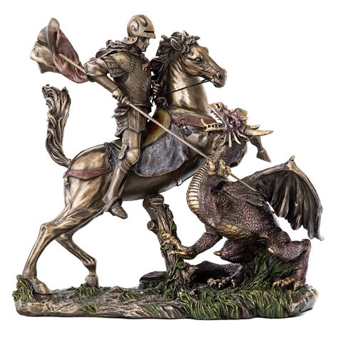 Buy Top Collection St. George Slaying The Dragon Statue - St. George, Legendary Medieval Knight ...