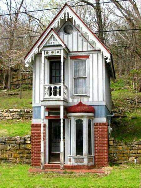 Cozy and Charming Tiny Victorian House. With Red Brick Foundation and Wood 2nd Story ...