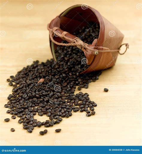 Coffee Beans and Coconut Leaf Basket Stock Photo - Image of ingredient ...