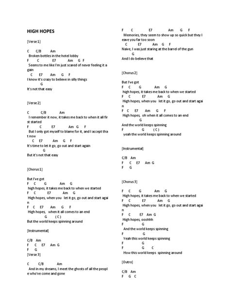 High Hopes | Song Structure | Songs