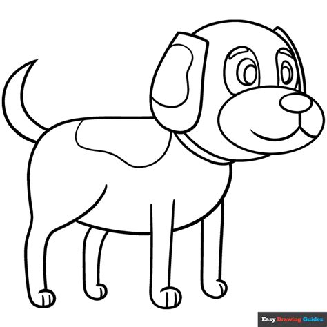 Easy Dog Drawing for Kids Coloring Page | Easy Drawing Guides