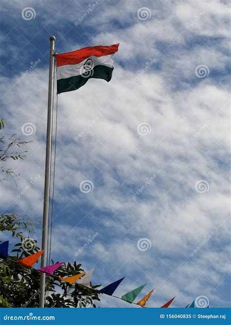 India National Flag Hoisting - Tricolour Stock Image - Image of ...