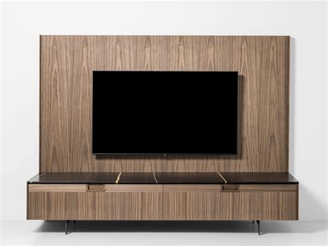 MATICS | TV cabinet Modular walnut TV cabinet with flap doors By Porada | design Gabriele ...