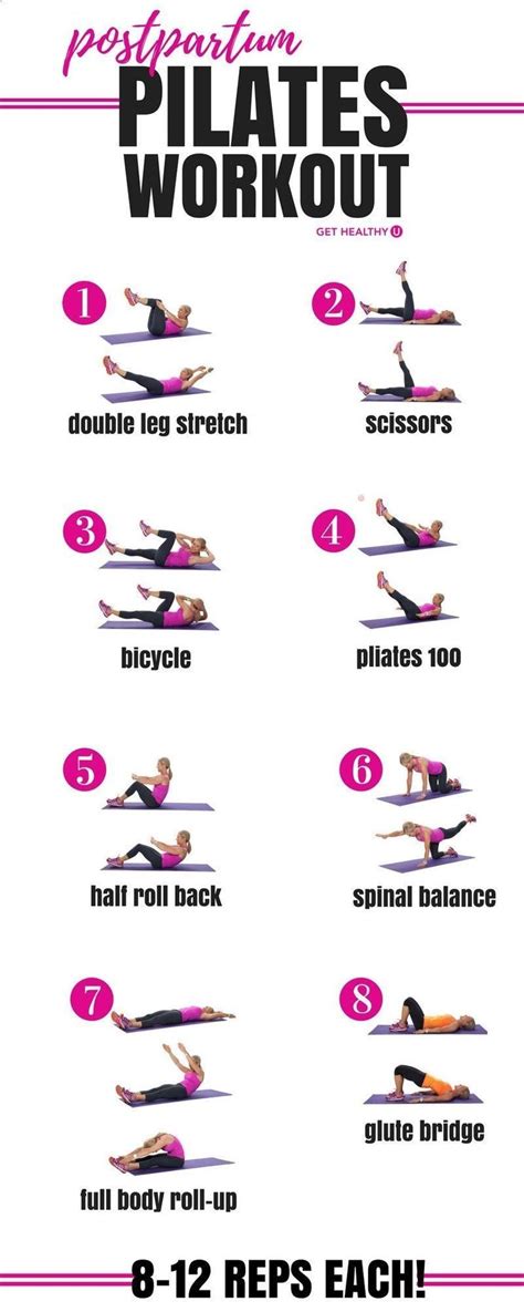 The Pilates Exercises for Beginners | Pilates workout, Post partum ...