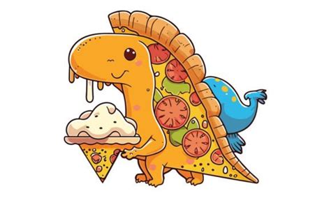 Dinosaur Eating a Pizza Vector Graphic by BreakingDots · Creative Fabrica