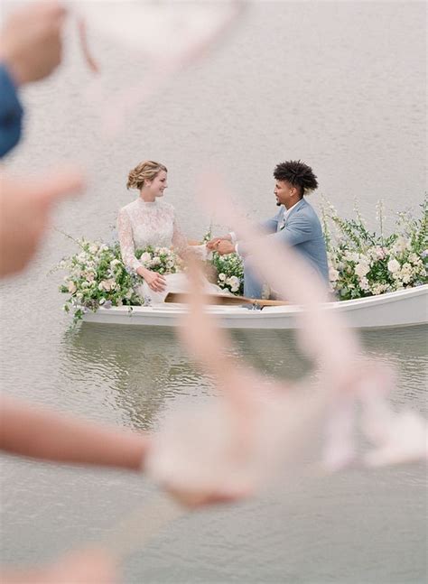 Floating Flowers for a Blue and Lavender Summer Wedding on the River | Hey Wedding Lady