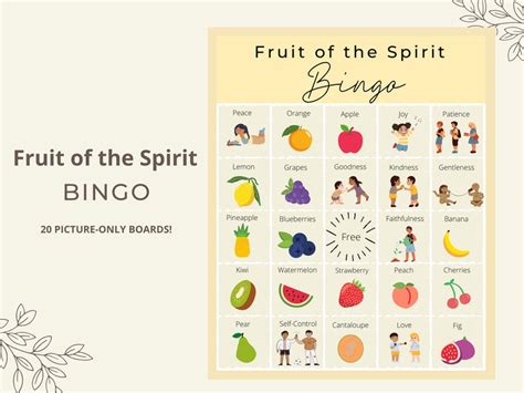 Fruit of the Spirit Bingo Game Digital Download Bible Games - Etsy