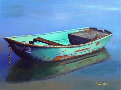 Old Green Boat | Boat painting, Boat painting canvas, Rowboat painting