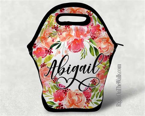 Pink Floral Lunch Bag Tote for Women Personalized Lunch Box - Etsy