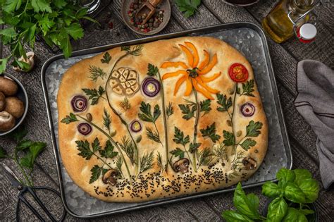 How To Make Focaccia Art With Vegetables and Herbs - Farmers' Almanac ...