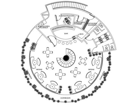 Circular shape floor plan of hotel in auto cad file - Cadbull