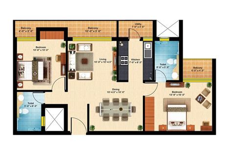 layout of 2bhk flat - Saferbrowser Yahoo Image Search Results | Floor plans, Residential, How to ...