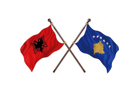 Premium Photo | Albania versus Kosovo Two Flags