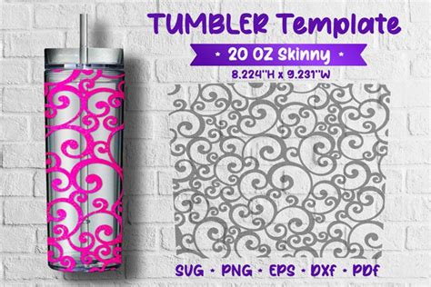 Tumbler Template SVG 20oz Skinny Flower 006