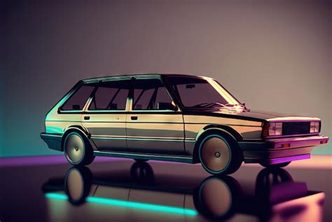 Premium AI Image | 80s styled abstract retro car Vintage automotive design in neon lights ...