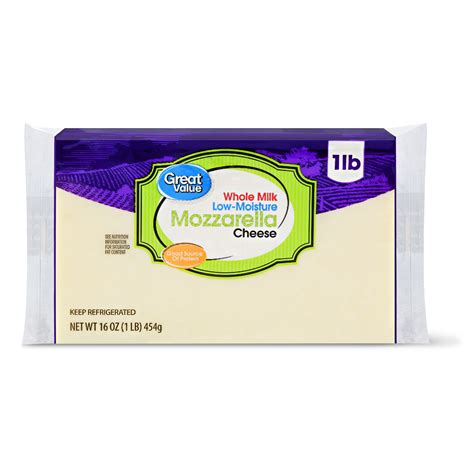 Great Value Whole Milk Low-Moisture Mozzarella Cheese, 16 Oz - Walmart ...