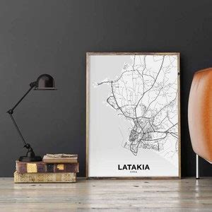 LATAKIA Syria Map Poster Black White Hometown City Print - Etsy