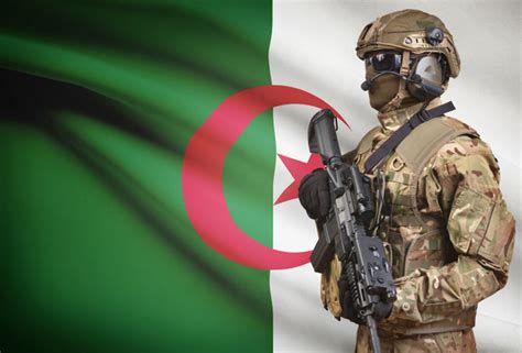 Algerian flag with armed soldiers Stock Photo free download