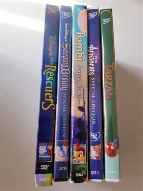 5 DISNEY CLASSICS DVD Lot Kids Movies Tarzan Bambi Rescuers Aristocats Sleeping £9.19 - PicClick UK