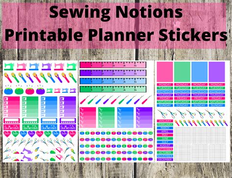 Sewing Notions Printable Planner Stickers Instant Download. Full Bobbin Designs