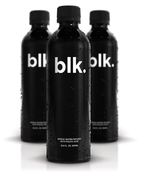 BLK Spring Water Infused with Fulvic Acid | Drinks packaging design, Water bottle label design ...