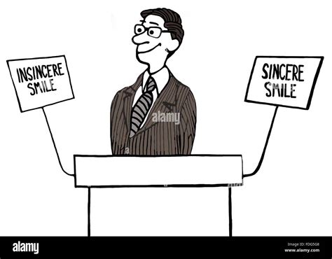 Political cartoon. The politician has a sincere and an insincere smile Stock Photo - Alamy