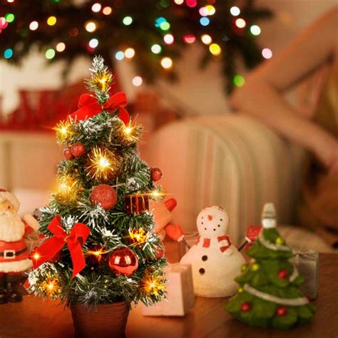 40 CM Tabletop Artificial Small Christmas Tree With LED Lights & Ornaments Decor - Walmart.com ...