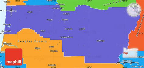 Political Simple Map of Lane County