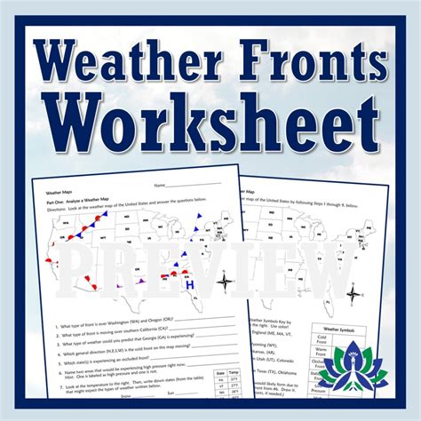 Weather Fronts and Weather Maps Worksheet - Flying Colors Science