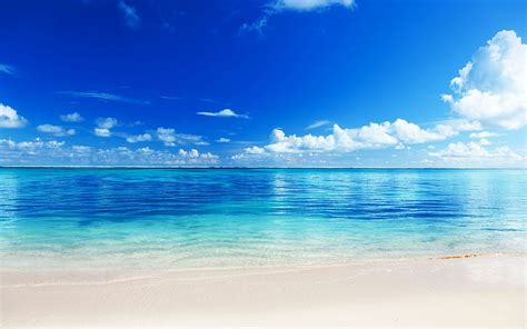 HD wallpaper: Beach, Blue Sky, Clean Water, Clouds | Wallpaper Flare