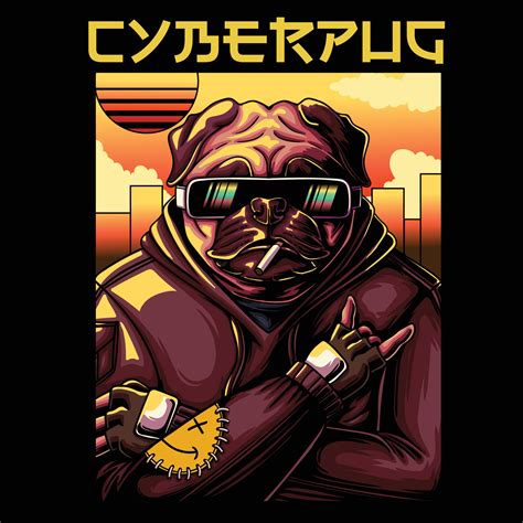 Pug dog cyberpunk style vector illustration 24551562 Vector Art at Vecteezy