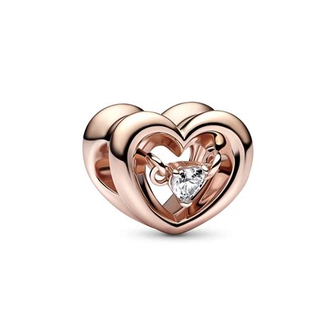 Pandora Rose-Gold Plated Radiant Heart & Floating Stone Charm - Pandora ...