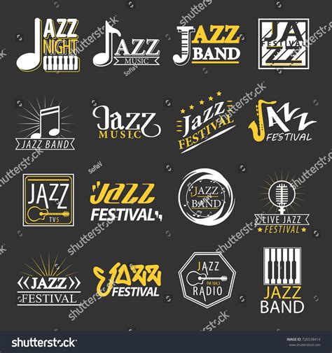 Jazz Festival Logos Set Isolated On Stock Vector (Royalty Free ...