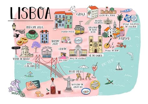 Lisbon Illustrated Map - Etsy